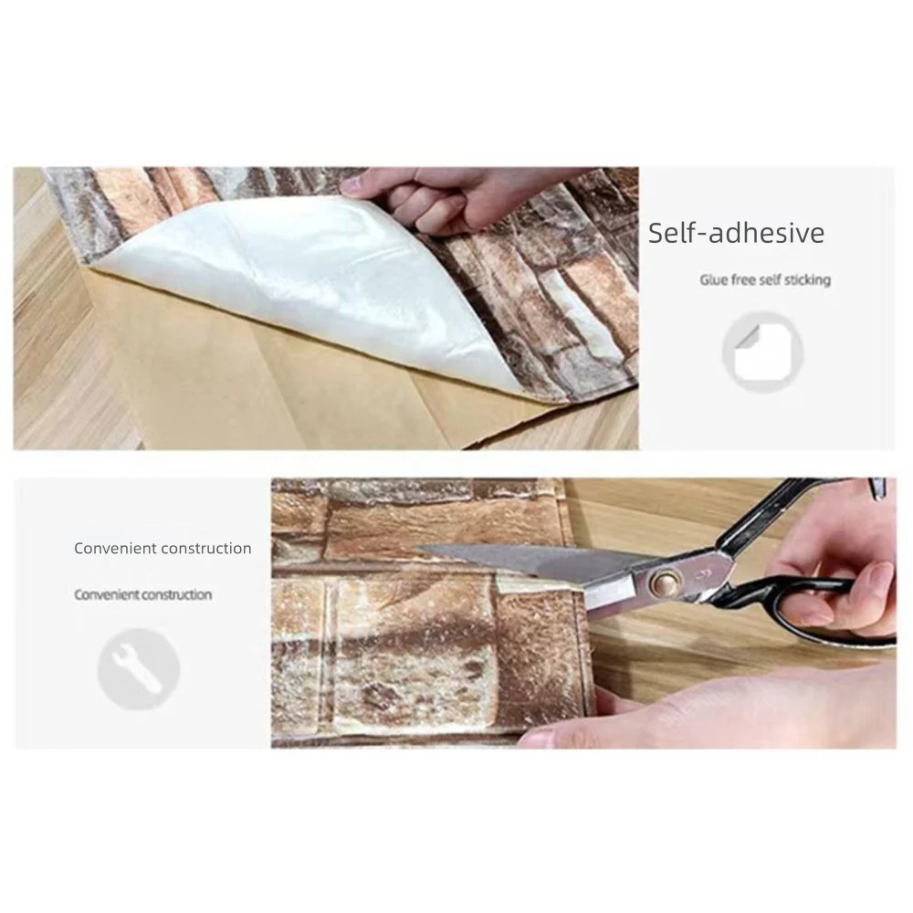 Giấy Dán Tường 3D Giả Gạch Chống Thấm Tự Dán