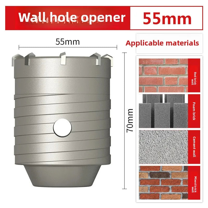 Wall hole opener drill bit impact drill set for drilling brick walls, air conditioning, concrete, and expanding water pipes.