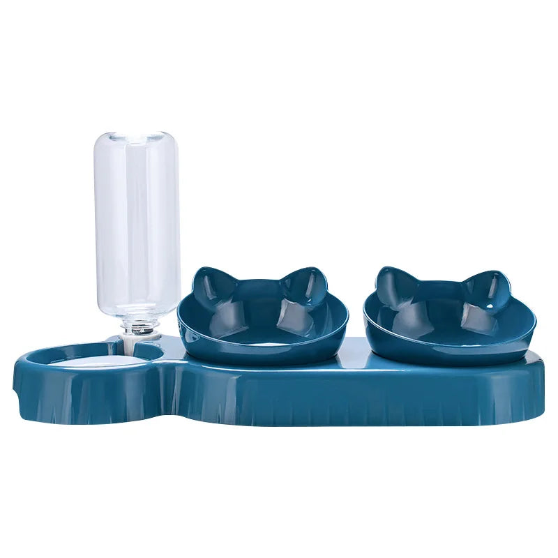 3 in 1 Cat Feeder Automatic Water Dispenser Double Bowl Pet Bowl for Small Dogs Cats Pet Food Container Cat Accessories - Daisan Mart