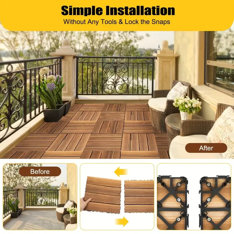 10 Pcs 30*30cm DIY Interlocking Flooring Tiles Waterproof and Anti-slip Floor Tiles Suitable for Outdoor Gardens Terraces