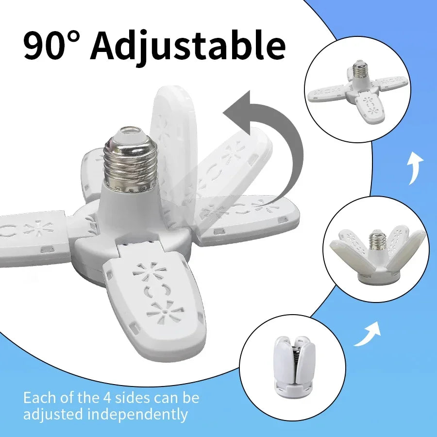 4-Arm Folding LED Bulb E27 Remote Control