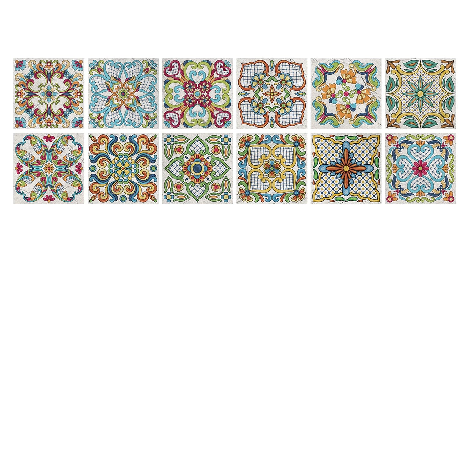 24 pieces of Mandala Pattern Glossy Self-adhesive Tile Stickers for Kitchen and Bathroom Removable Waterproof 3D Wall Decal