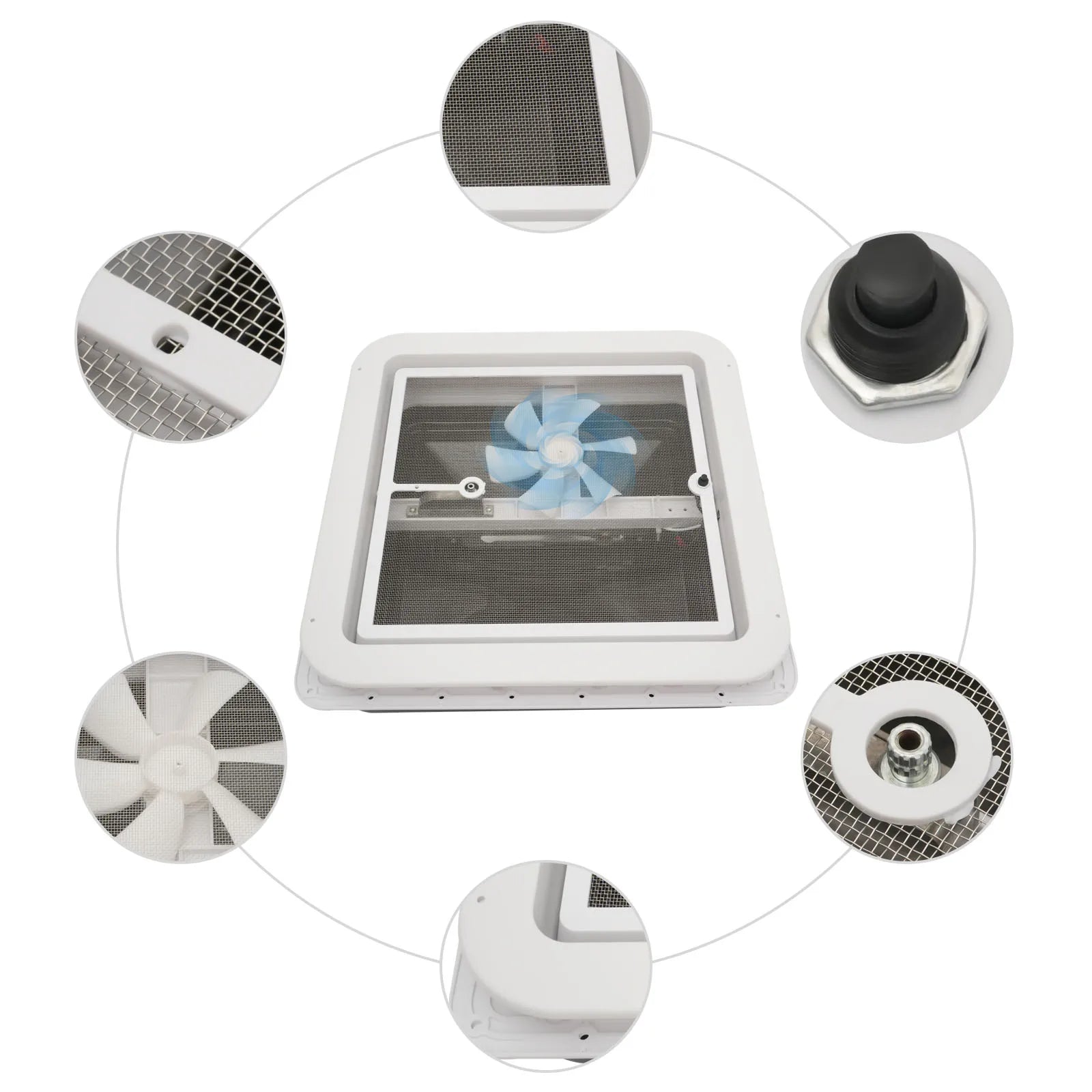 Quạt thông gió chống bụi cho mái xe RV 42cmx42cm