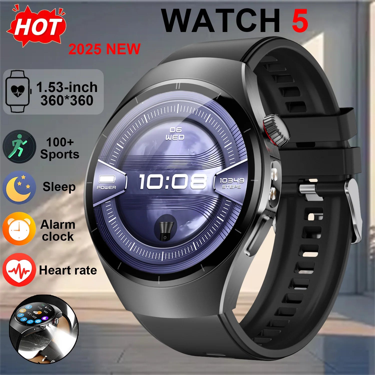 Đồng Hồ Thông Minh 2025 - Watch 5 AMOLED Chống Nước IP68