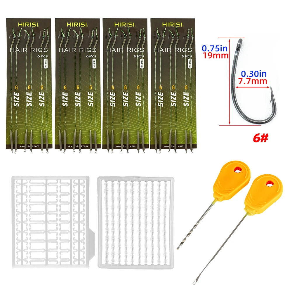 Lưỡi Câu Cá Chép HIRISI Thép Carbon, Dây Bện, Có Ngạnh