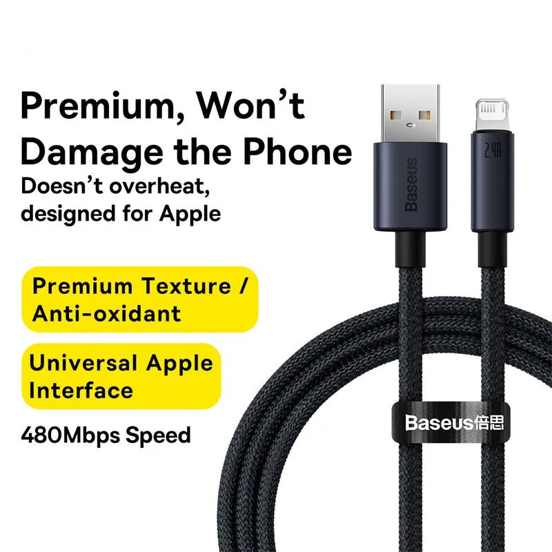 Baseus 2.4A Fast Charging Cable For iPhone 13/12/11/X/8