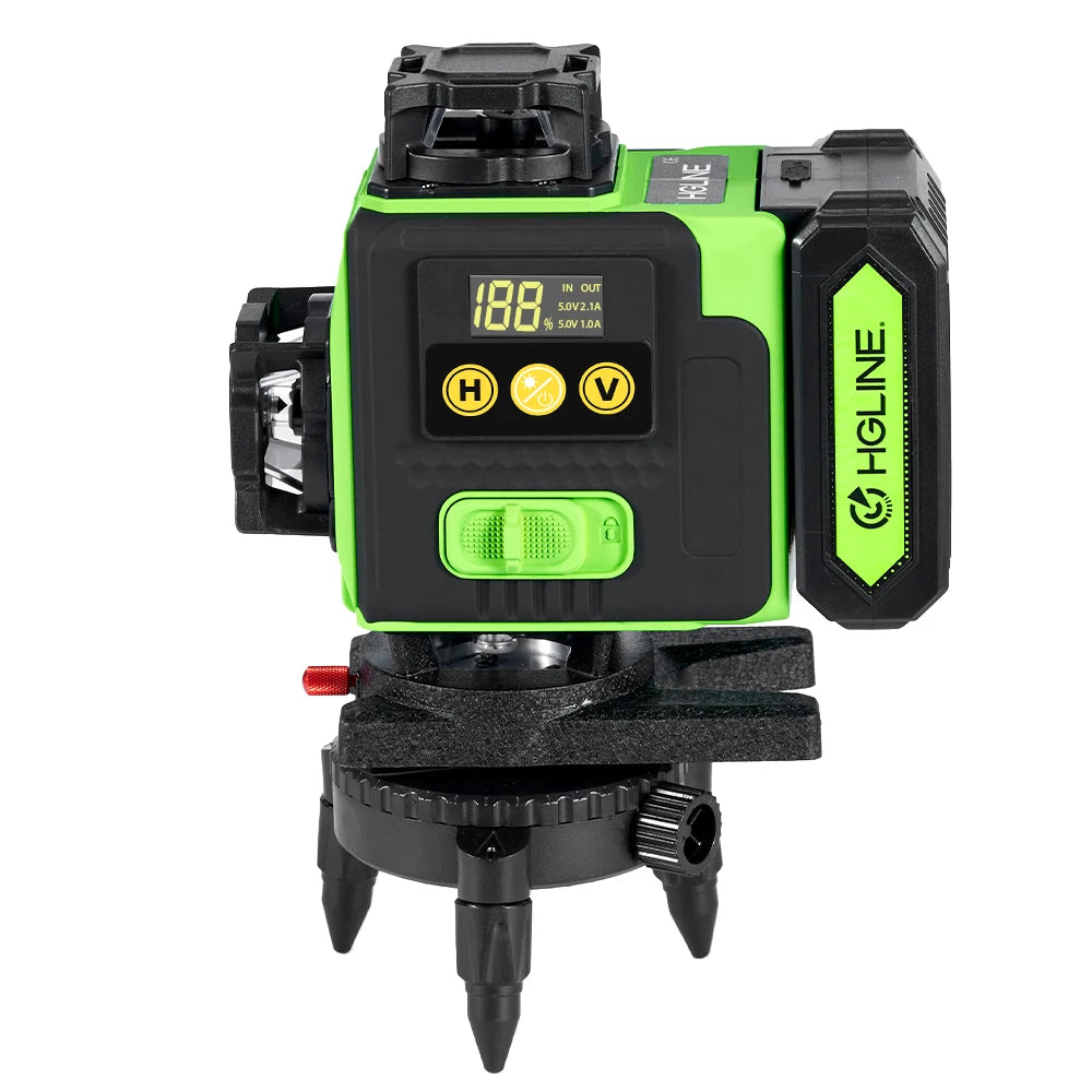 HGLINE 16 Lines 4D Laser Level APP Remote Control Rechargeable Self-leveling 360 Green Line leveling 6000mAh Big Li-ion Battery