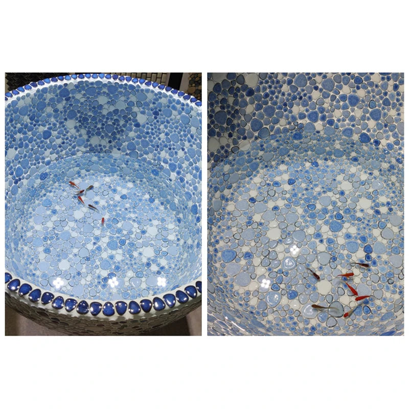 30x30cm Ceramic Pebble Mosaic Tiles Spa Pools Fish Ponds Bathrooms Anti-skid Wear-Resistant Floor Wall Decor Easy Cut Mesh Base