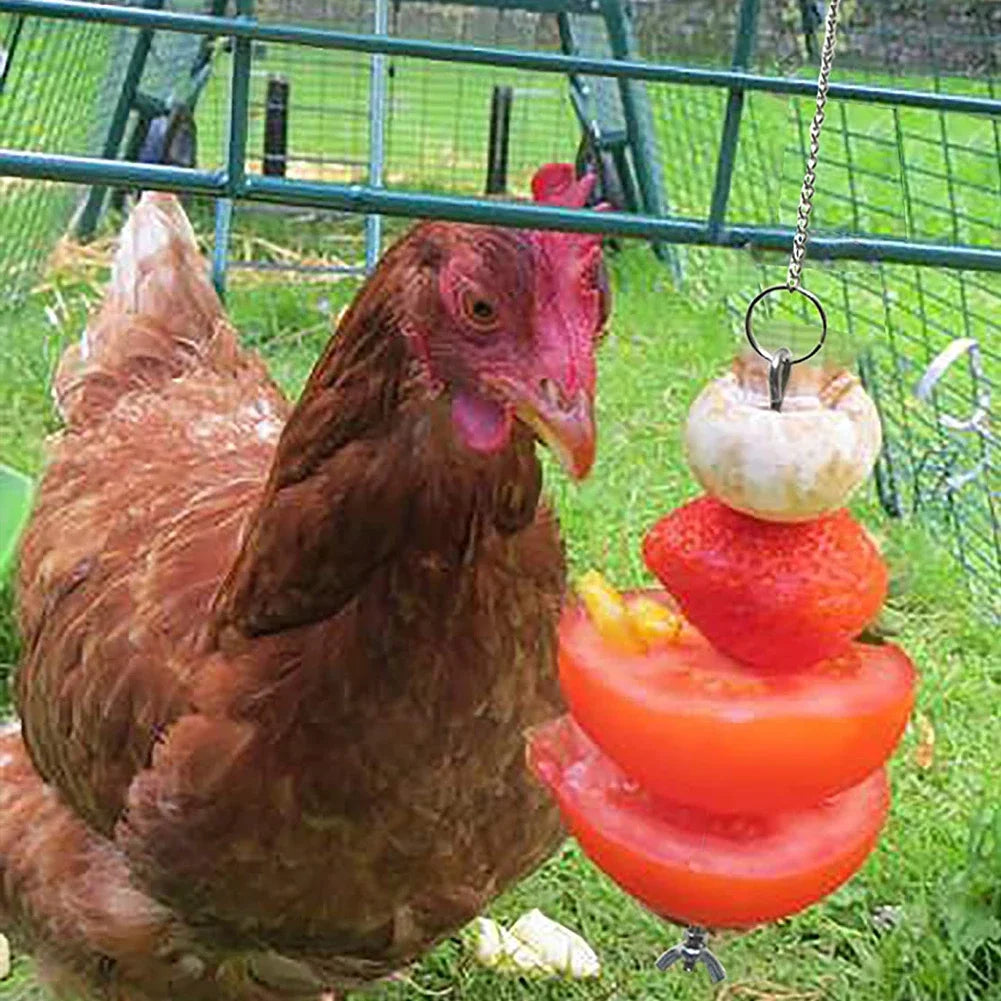 Pet Parrot Stainless Steel Feeder Fruit Corn Fork Toys Chicken Vegetables Holder Hanging Feeding Stick Feeder Pet Accessories