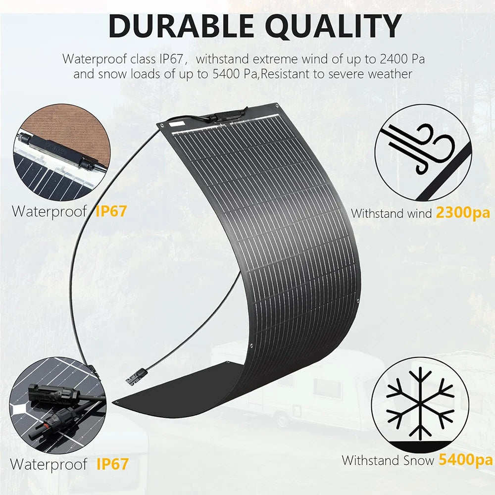 Solar panel 200W / 100W Solar Panels module 100 Watt Or 200 Watt Monocrystalline Cell For Car Boat Home RV charger battery