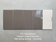 Vietnamese tile, size 75x150mm, flat glossy body, grade 1, code TA0306P