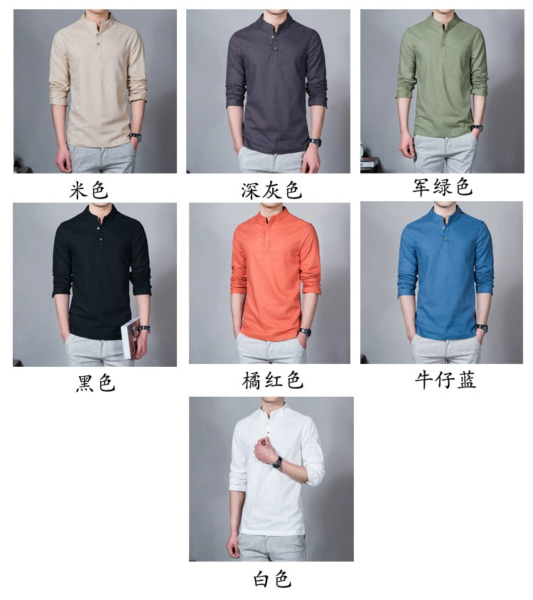 Áo Sơ Mi Linen Nam Dài Tay Cổ Đứng Thời Trang - Daisan Mart