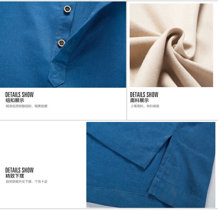 Áo Sơ Mi Linen Nam Dài Tay Cổ Đứng Thời Trang - Daisan Mart