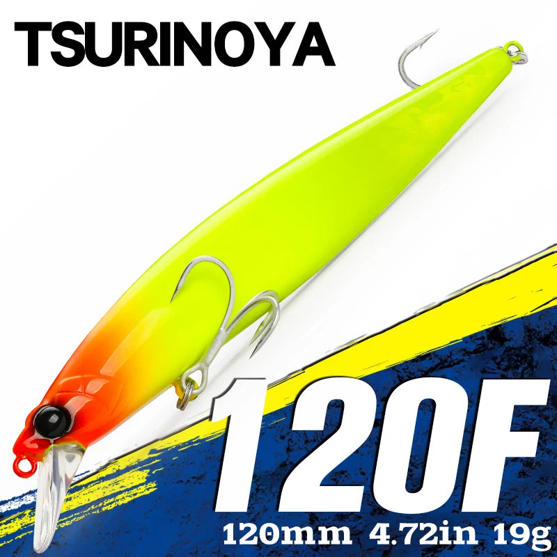 TSURINOYA 120F Ultra-long Casting Floating Minnow Saltwater Fishing Lure STINGER 120mm 19g Range 30-100cm Artificial Hard Baits