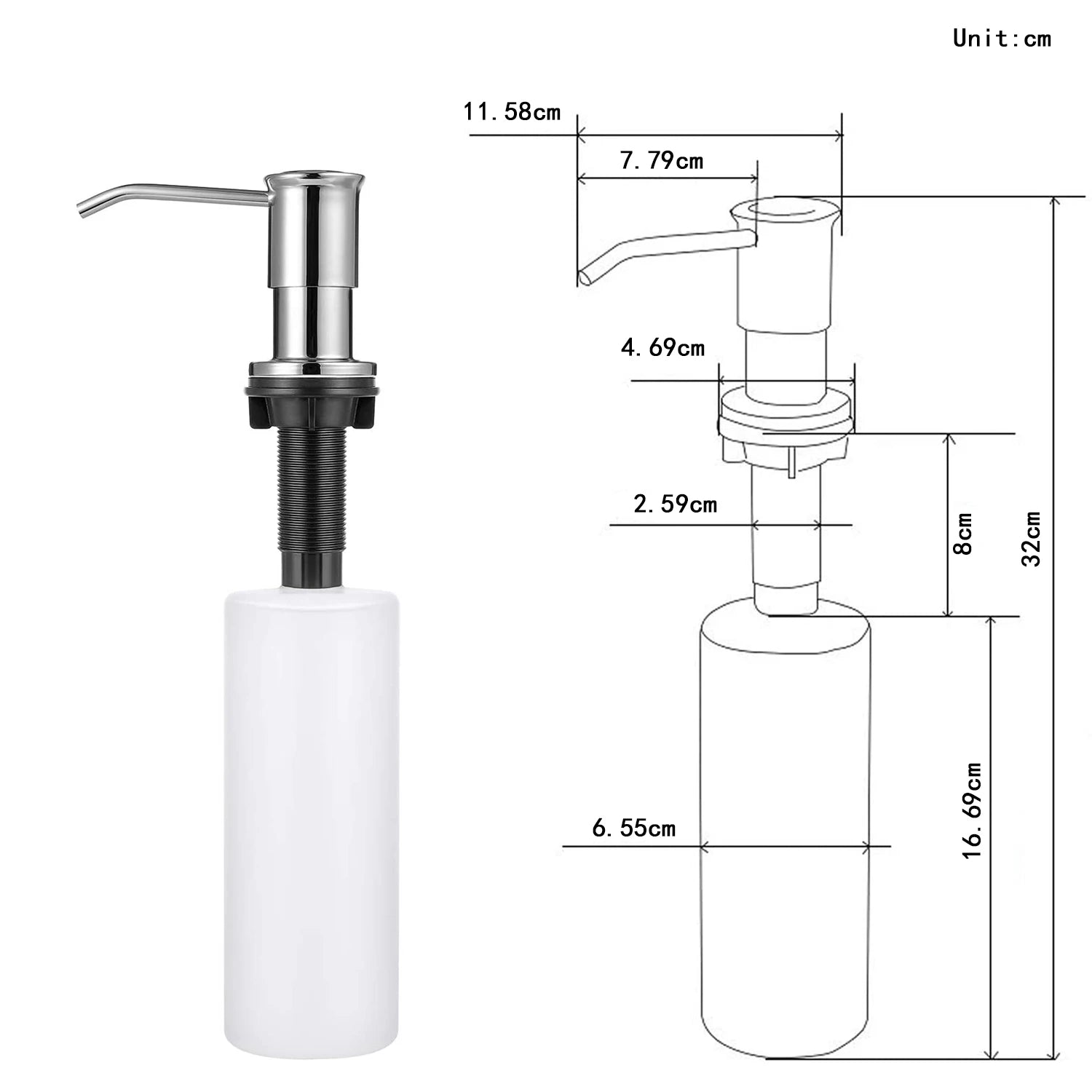 Samodra 500ml Luxury Stainless Steel Kitchen Soap Dispenser