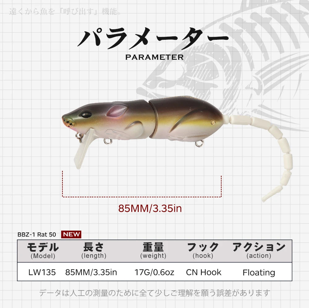 Mồi Câu Cá Hình Chuột Hunthouse Swimbait Có Lưỡi