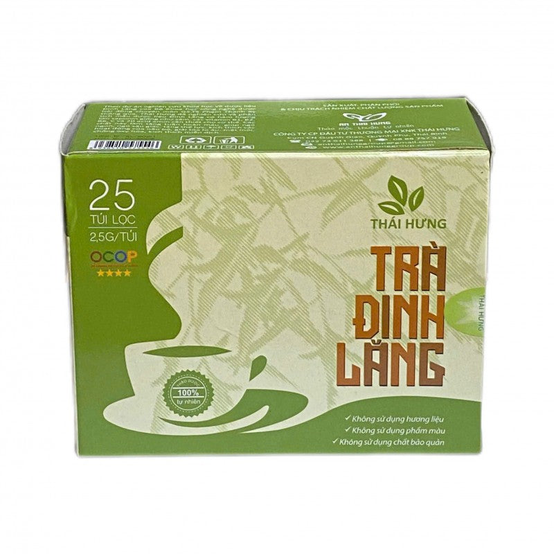 Thai Hung Dinh Lang Tea Box of 2.5g x 25 Filter Bags, Thai Binh Specialty