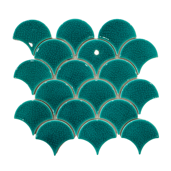 XFB90011 Cracked Glaze Fish Scale Mosaic Tile