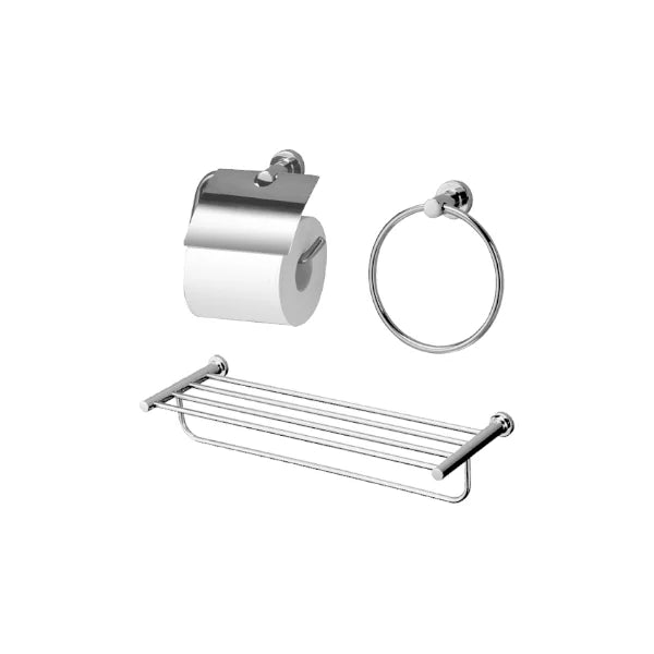 Set of 3 products L: toilet paper holder, towel ring &amp; 2-tier towel bar YS406N3V