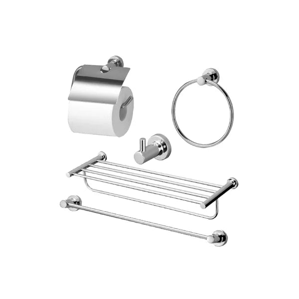 Set of 5 products L: toilet paper holder, towel ring, hanger, towel bar &amp; 2-tier towel bar YS406N5V