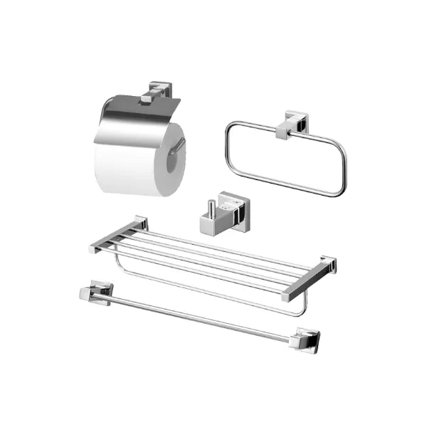 Set of 5 products L: toilet paper holder, towel ring, hanger, towel bar &amp; 2-tier towel bar YS408N5V