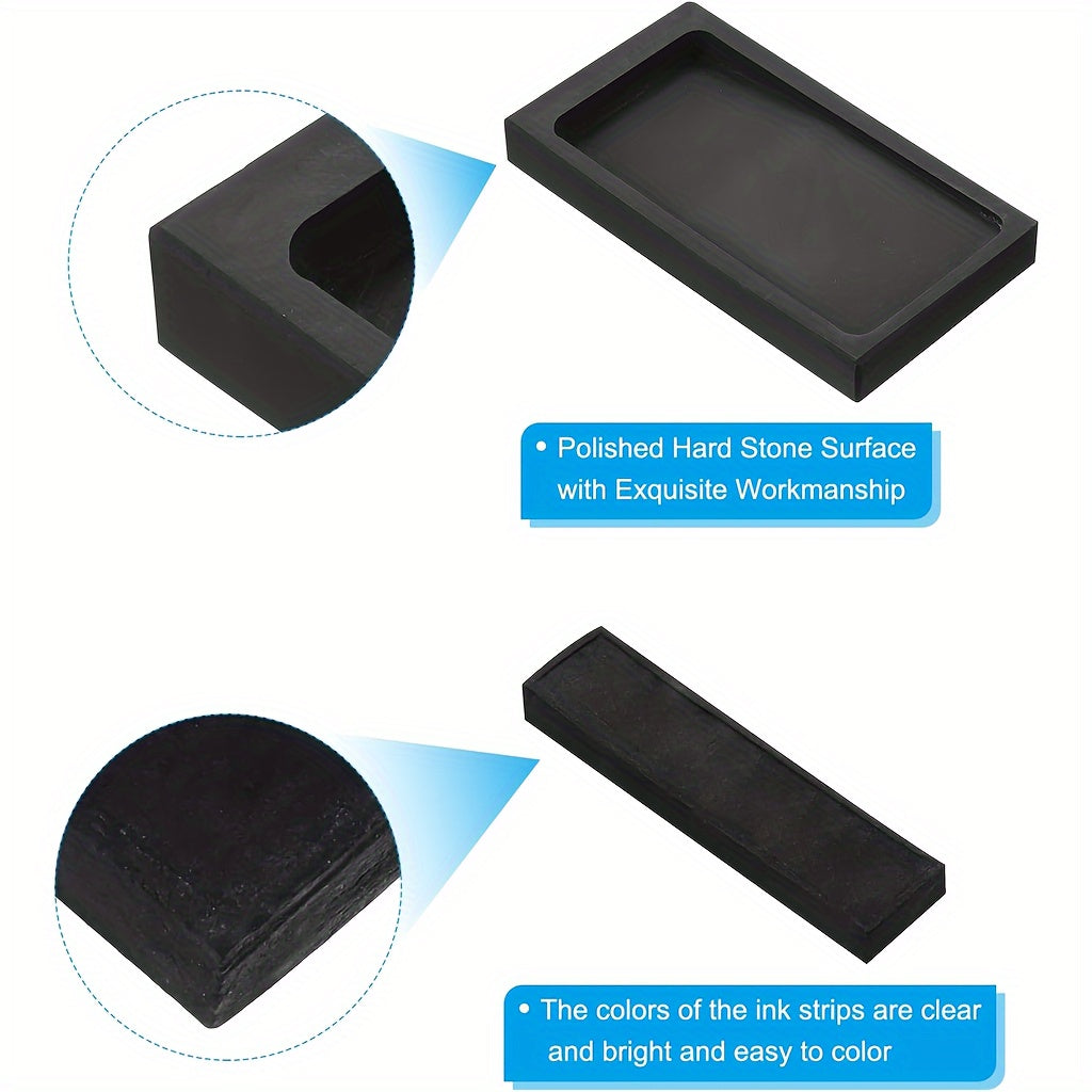 [Traditional Inkstone Set] 2pcs Chinese Calligraphy Inkstone Set | Traditional Inkstone for Ink Painting, New Year Couplets, and Calligraphy Practice - Daisan Mart