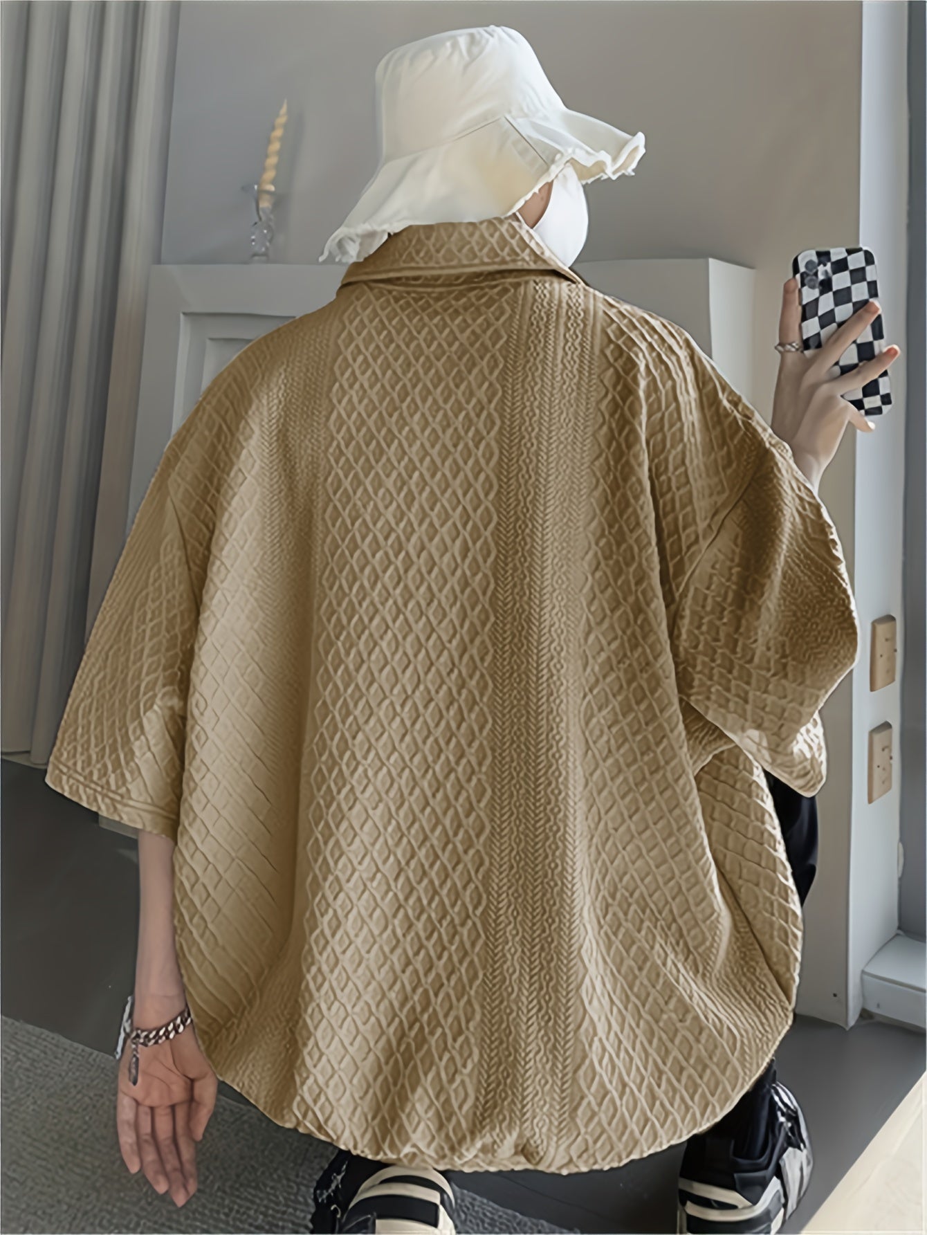 Áo Golf Nam Dáng Rộng, Họa Tiết Hình Học, Tay Ngắn