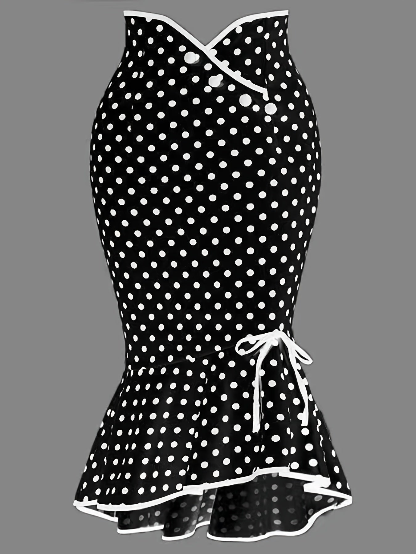 Polka Dot Bodycon Button Lace Up Skirts, Sexy Mature Fishtail Party Skirts, Women's Clothing - Daisan Mart