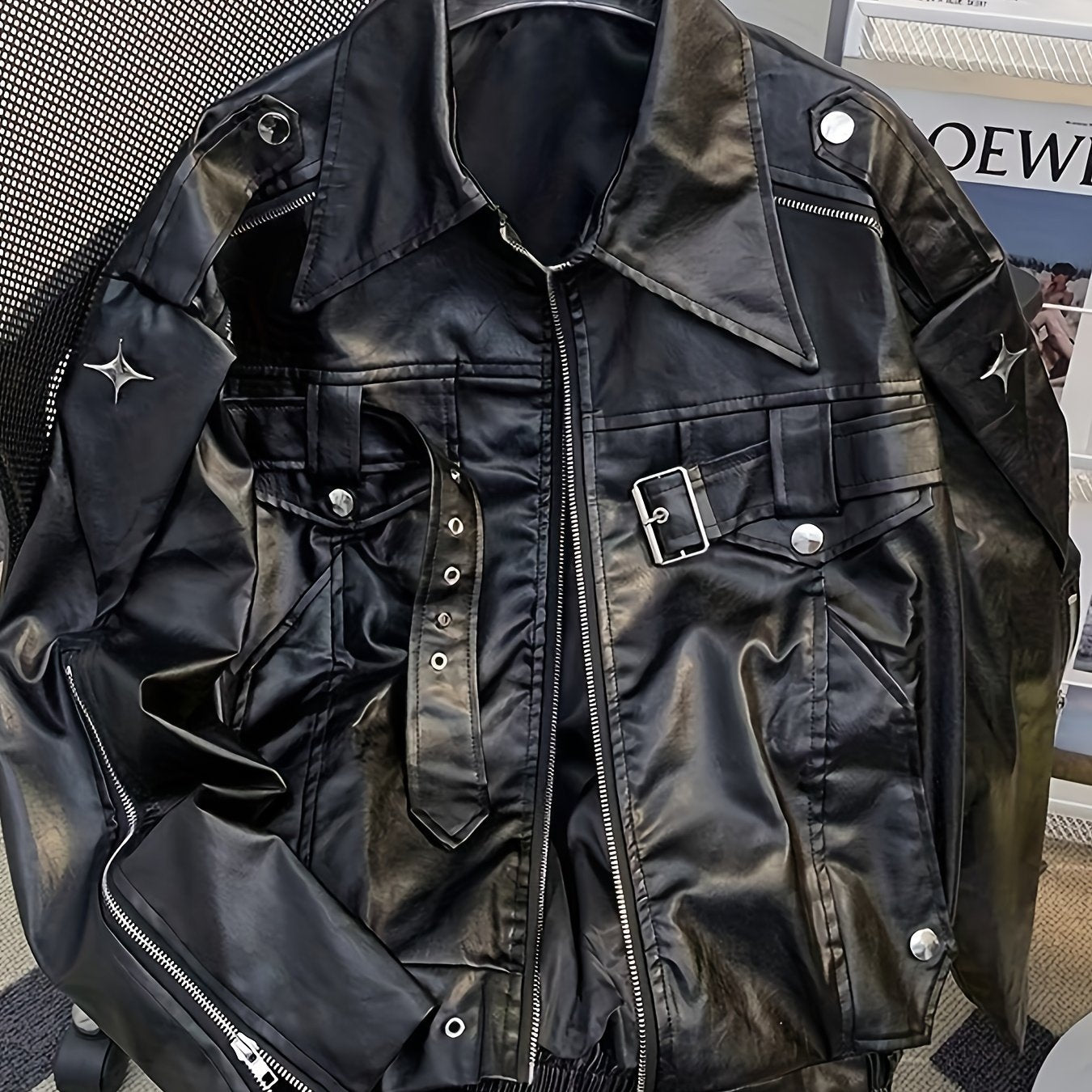 Áo Khoác Nam Mỹ Phong Cách Biker Trắng Đen Cao Cấp