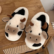Cute Milk Cow Slippers - Warm &amp; Soft For Women