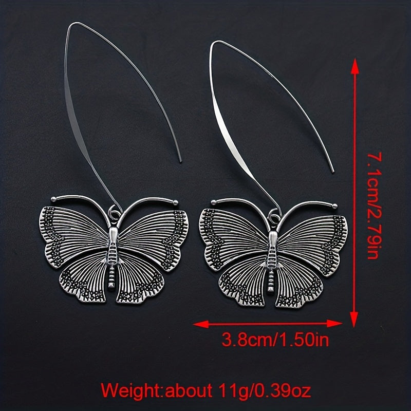 Jewelry Vintage Silvery Butterfly Earrings