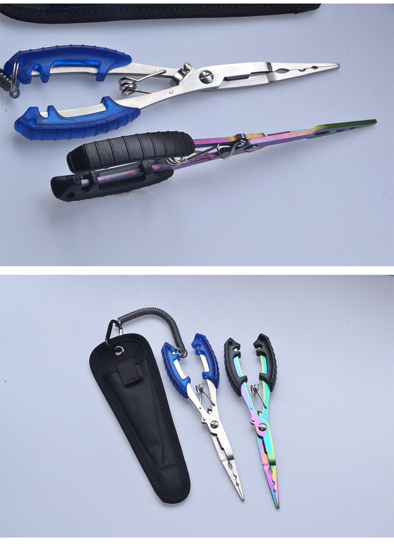 Saltwater Resistant Fishing Pliers with Split Ring Hook Removers, Lanyard & Sheath - Essential Fishing Gear Accessories for Easy Tackle Management - Stainless Steel - For Anglers - Ideal for Saltwater & Freshwater Fishing - G