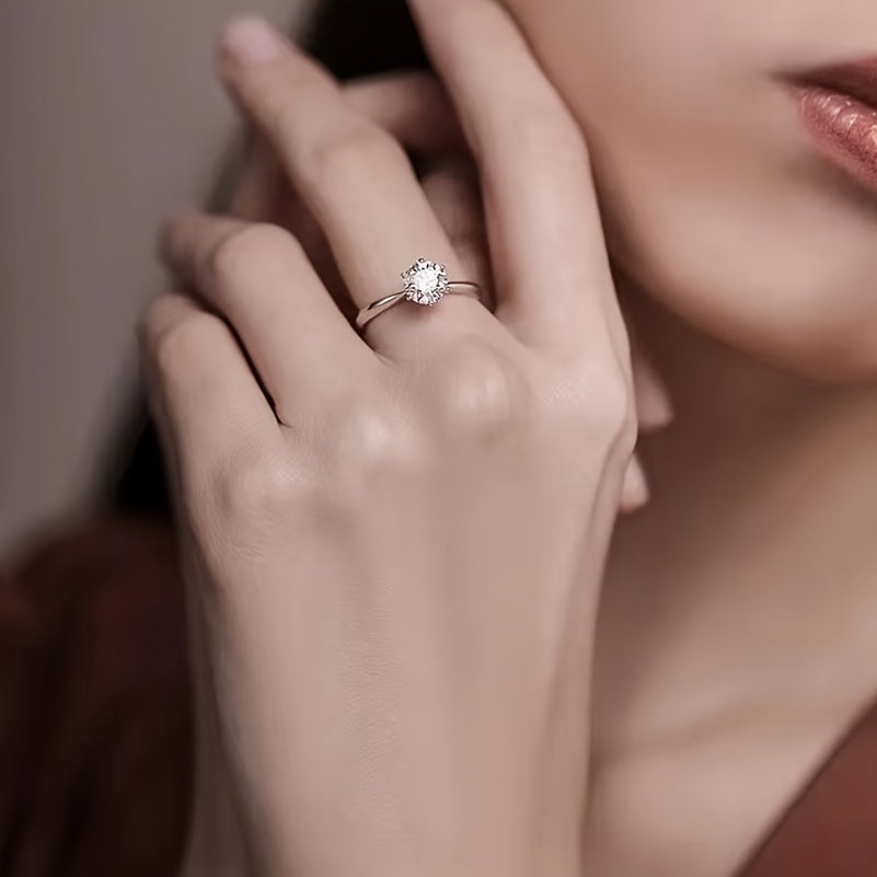 New Women'S One-Carat 925 Silver Moissanite Ring Plated with Tp950. - Daisan Mart