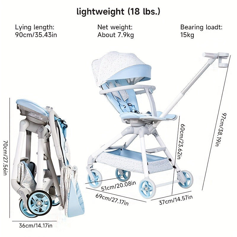 360° Green Lightweight Travel Stroller for Baby 50lbs