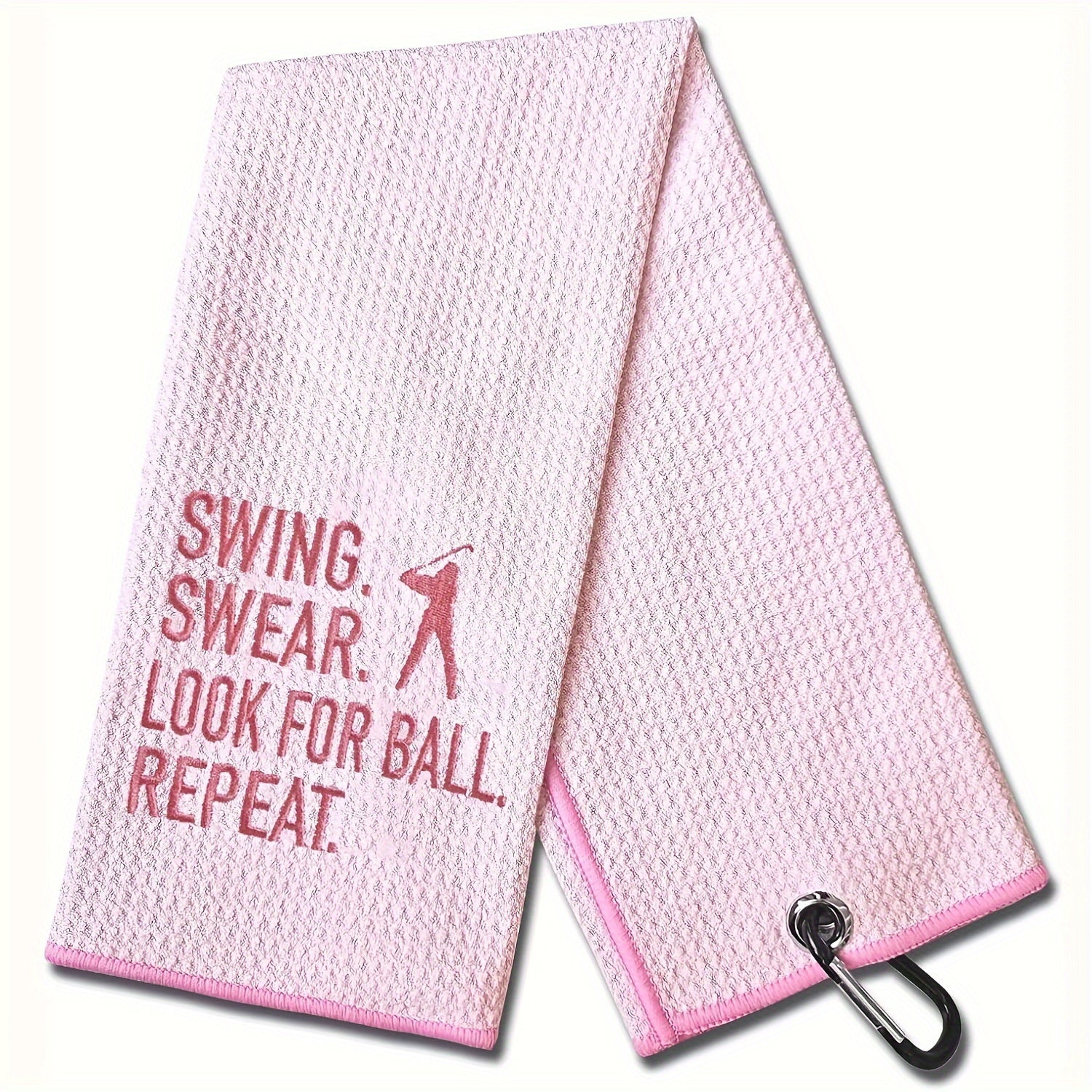 Fun Embroidered Golf Towel with Hook, Unique Golf Gift