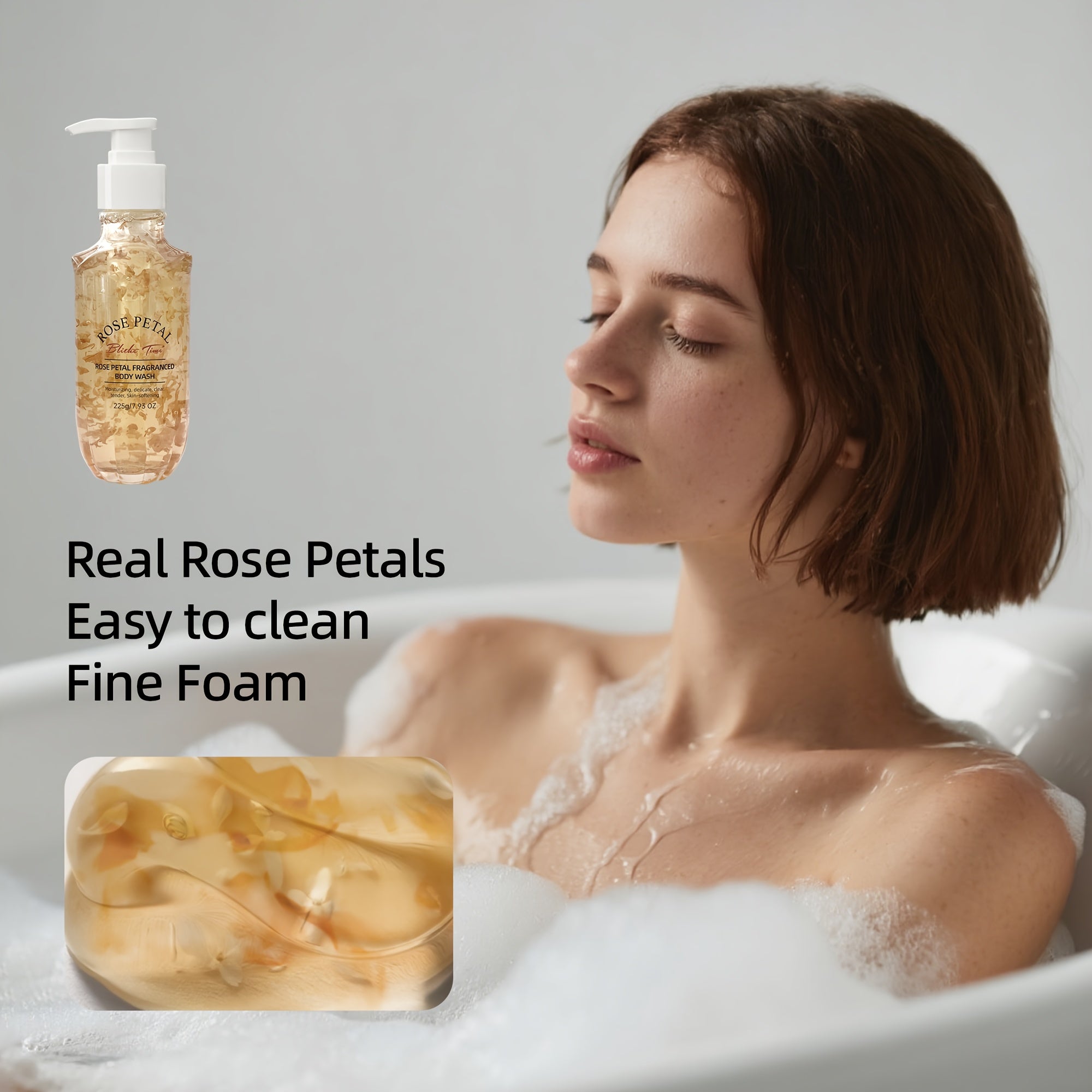 Blithe Time Rose Petal Fragrance Shower Gel*5pcs/set Fragrance Shower Gel Shower Gel, Shea Butter Shower Gel, Shower Gel Beautiful Shower Gel, Moisturizing Shower Gel, Shower Gel for Women, Daily Skincare, Body Cleansing, Ele