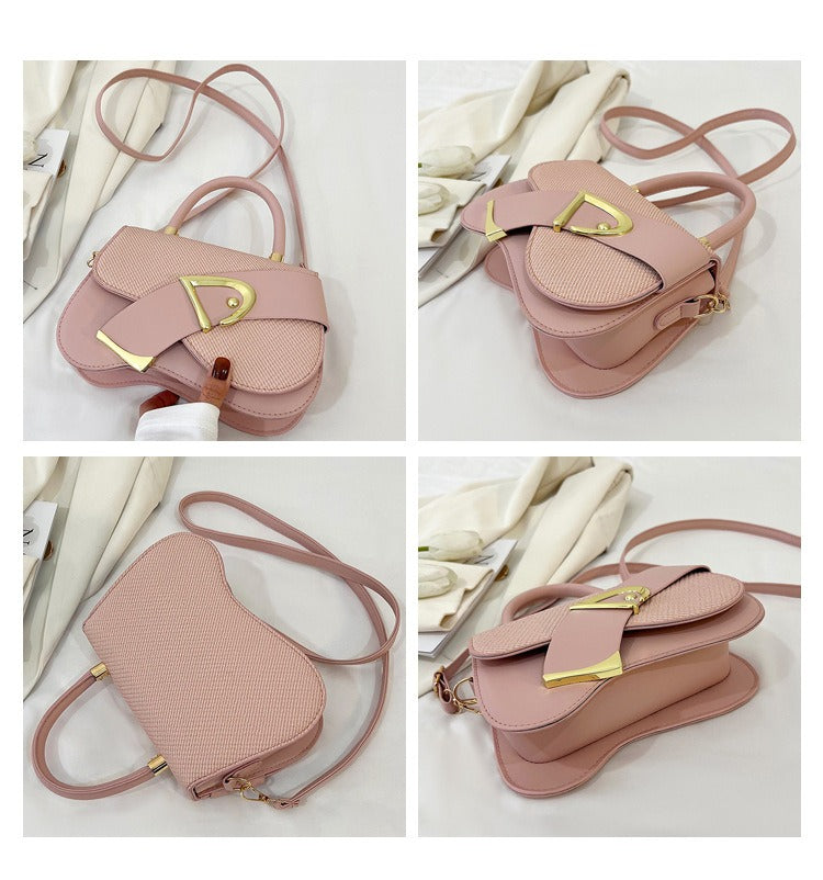 Women's Crossbody Bag - Gold Lock, Compact, Luxurious