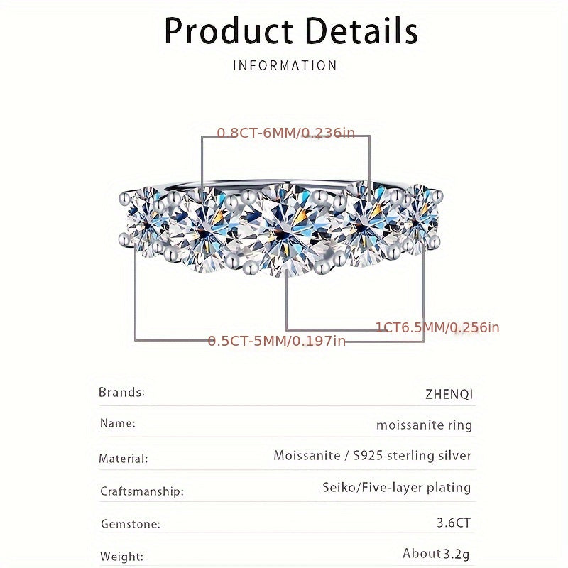 Women's Ring 3.6ct - High-Quality 925 Silver, Luxurious Gift