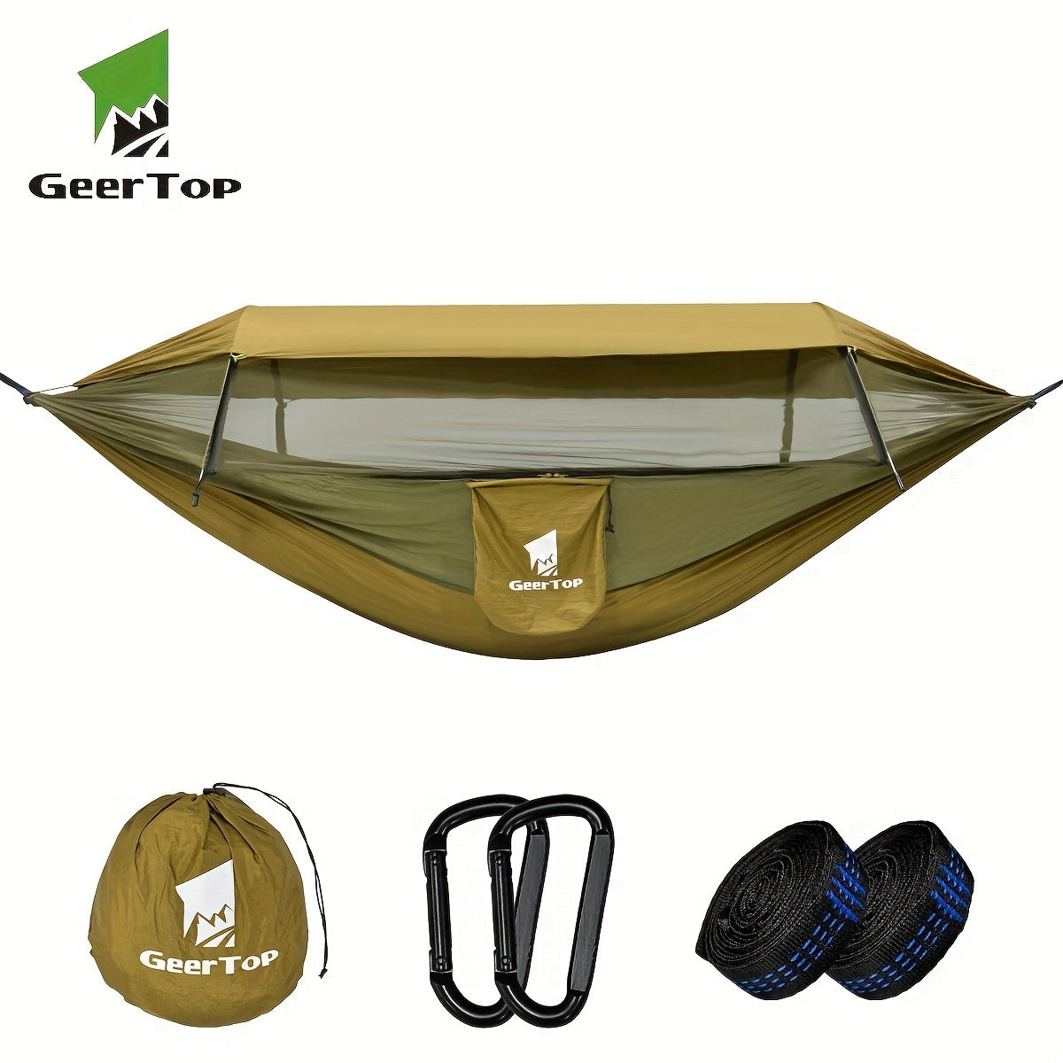 [3-in-1 Hammock] GEERTOP 3-in-1 Outdoor Hammock | Double Sleep Rest Camping Hammock with Mosquito Net Sun Shelter for Backpacking Travel Garden Park - Daisan Mart