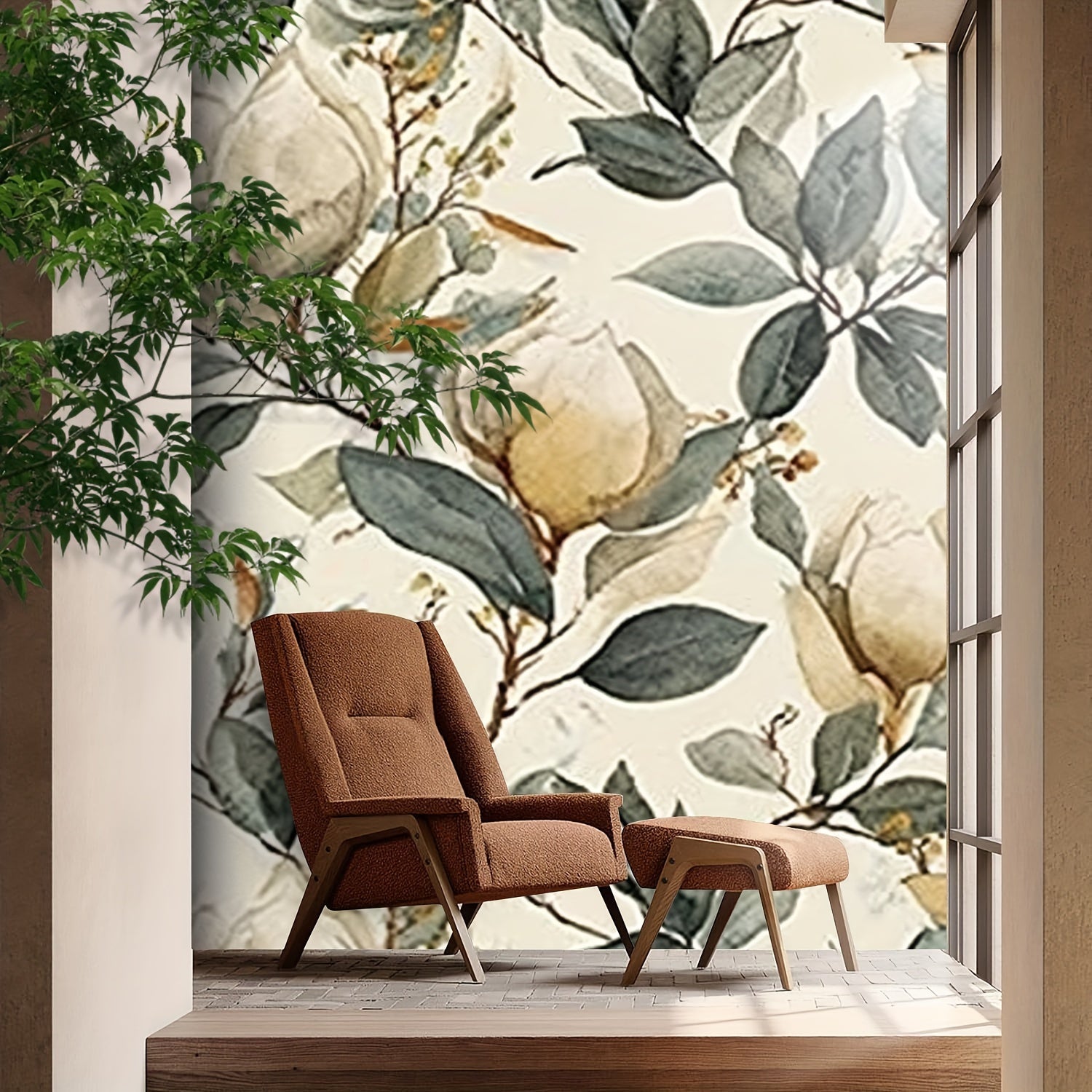 Giấy Dán Tường Canvas Boho Hoa Mộc Lan Tự Dán USA - Daisan Mart