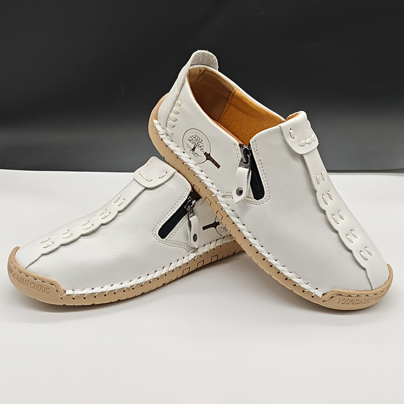 Giày Lười Nam Vintage Da Tổng Hợp Cổ Điển Thủ Công