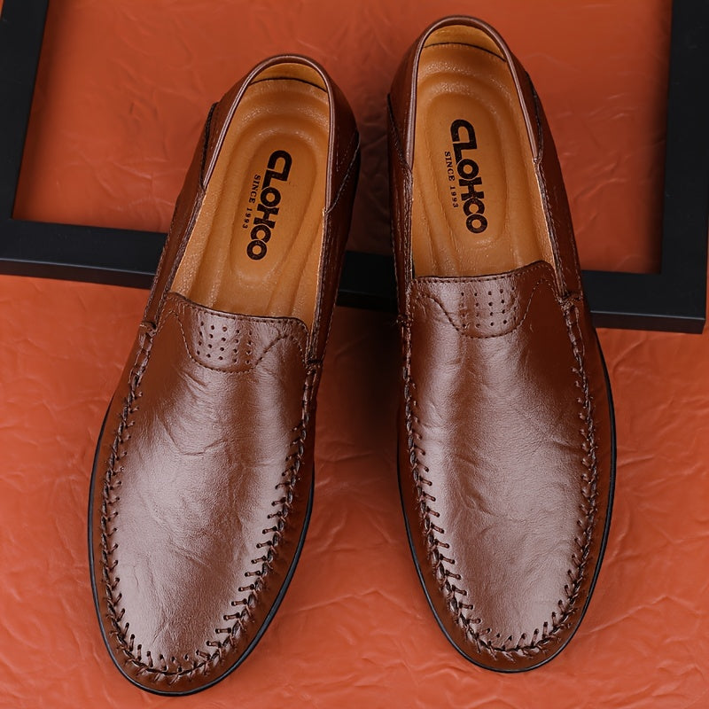 CLOHOO Men's Genuine Leather Loafers for Elegant Office