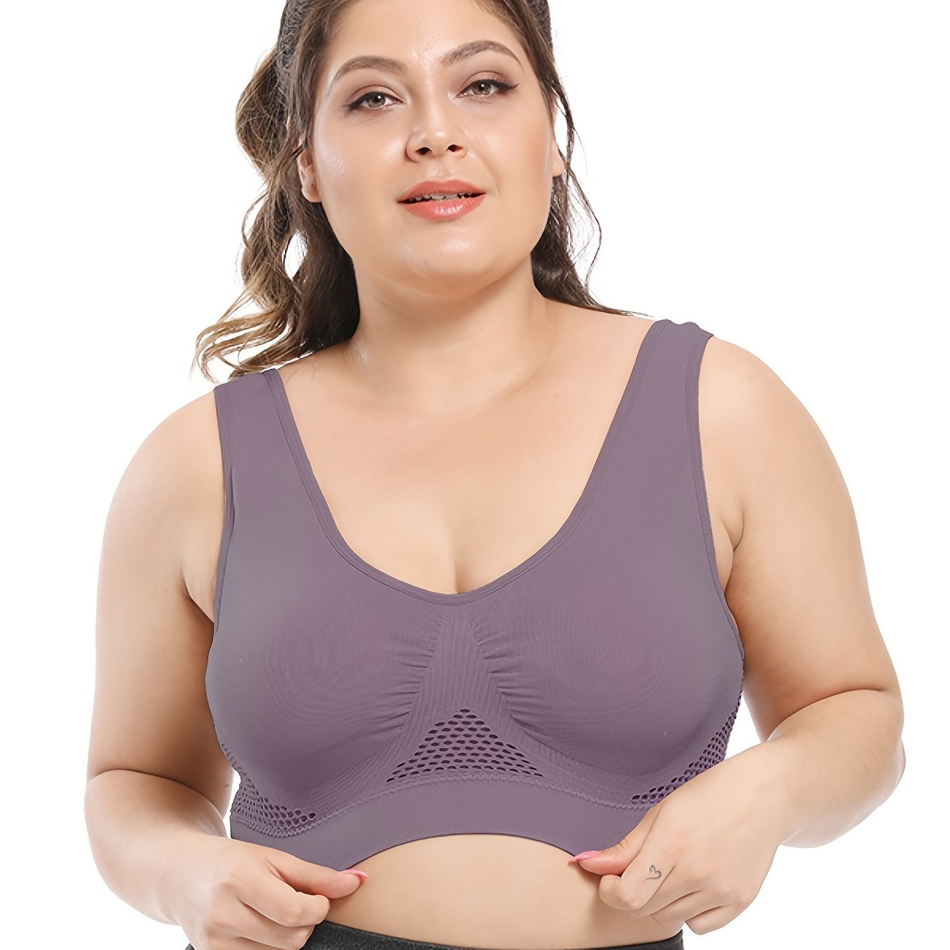 Áo Bra Thể Thao Nữ Big Size Không Đường May, Tím Nhẹ