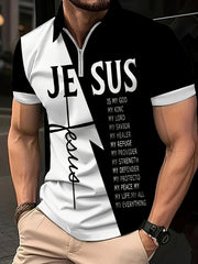 Men's Golf T-shirt Large Size Printed JESUS ​​Active Summer