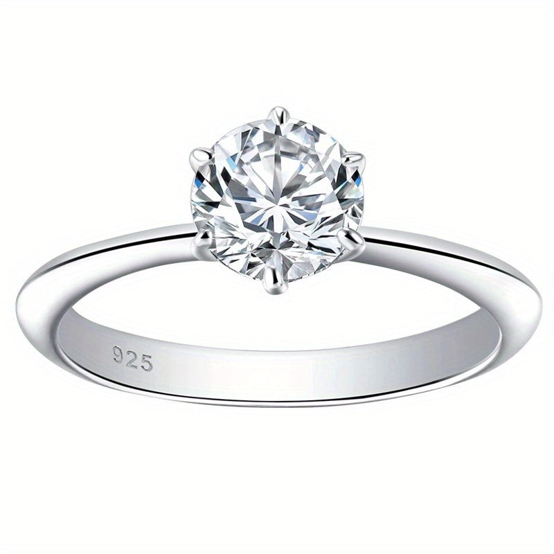 New Women'S One-Carat 925 Silver Moissanite Ring Plated with Tp950. - Daisan Mart