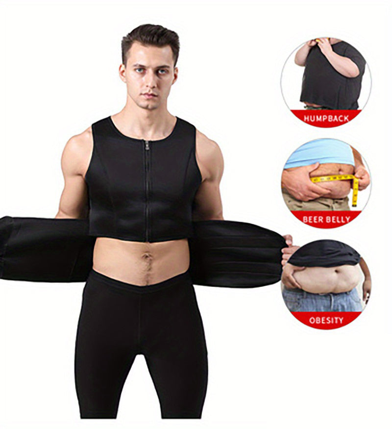 Áo GYM Nam Đai Nịt Bụng Co Giãn, Có Khóa Kéo & Đai - Daisan Mart