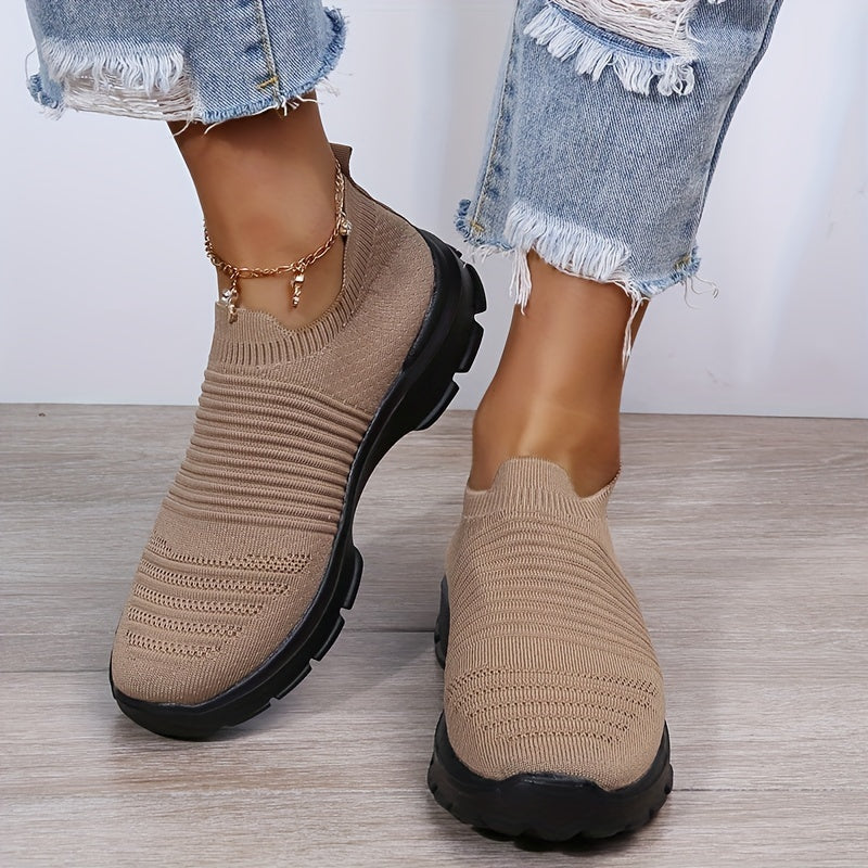 Giày Lười Nữ Lưới Thoáng Khí, Đế Mềm, Màu Trơn