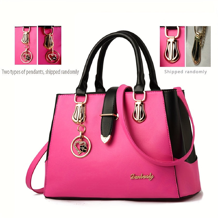 Elegant Women's Handbag with Letters, Convenient Double Strap