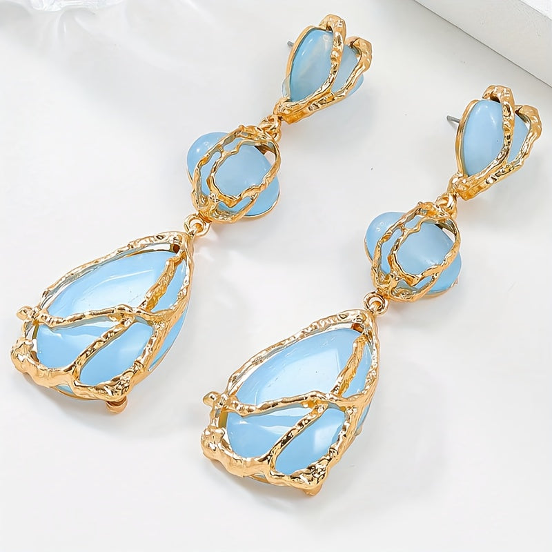 Hoa Tai Boho Cổ Điển Nhựa Resin 3 Màu Nữ Tính