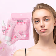 LAIKOU Sakura Cleanser Skin Care Set 3pcs, Face Wash 50g, Serum 0.57oz, Moisturizer 30g, Even Skin Tone, Smooth Fine Lines